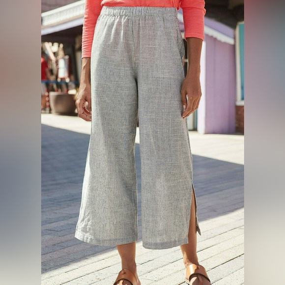 Striped linen wideleg pants - Picture 2 of 6